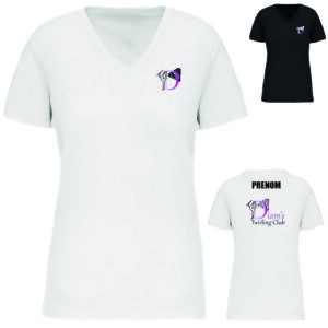 K3029IC DIAM'S - T-shirt coton col V FEMME - noir ou blanc