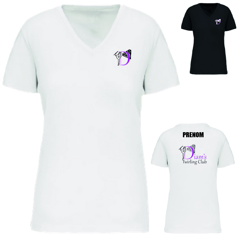 DIAM'S - K3029IC - T-shirt FEMME COL V